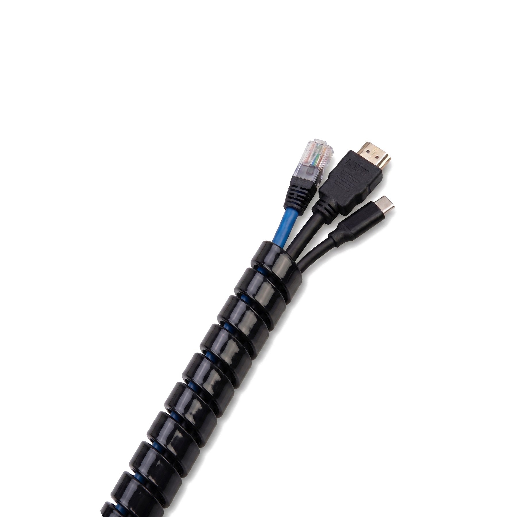 Black Polyethylene Cable Spiral Wrap (Closeup) by Cableties.co.uk