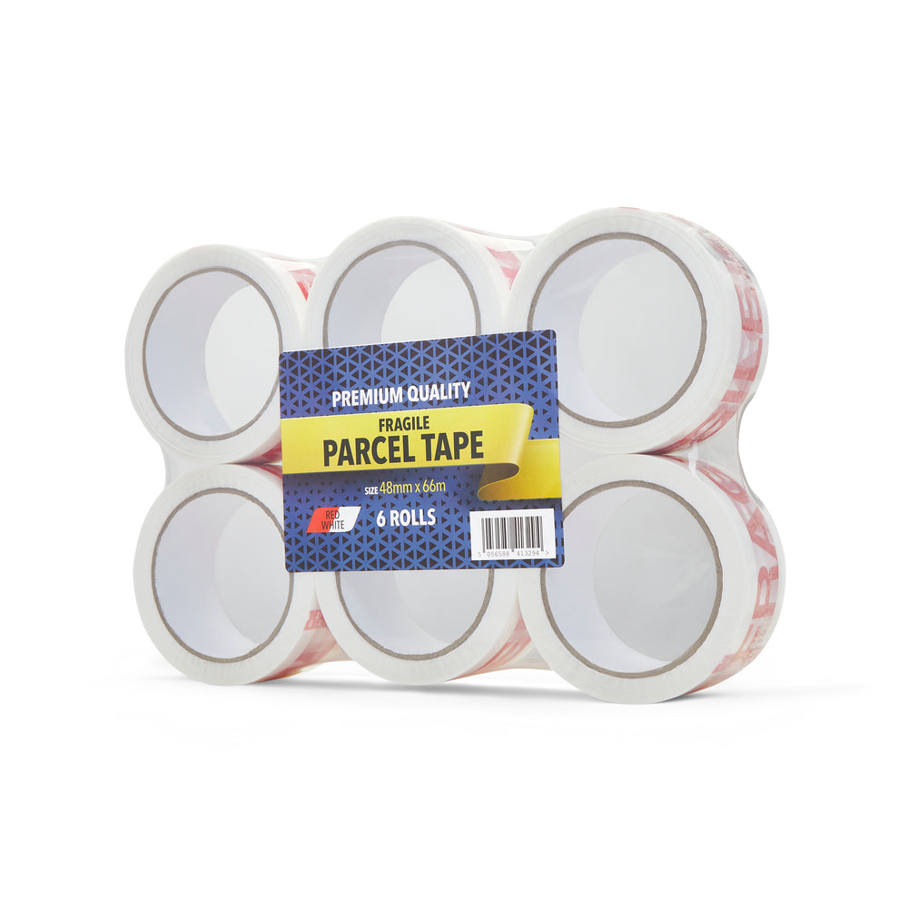 Fragile Packing Tape - 48mm x 66m - Pack of 6 Rolls