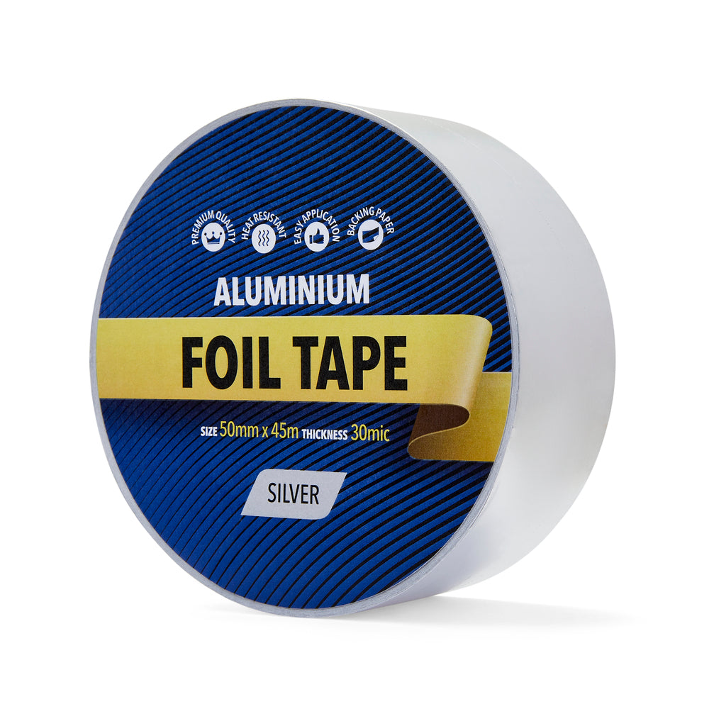 3 ROLLS SILVER ALUMINIUM FOIL TAPE SELF ADHESIVE 50MM X 50M HEAT INSULATION