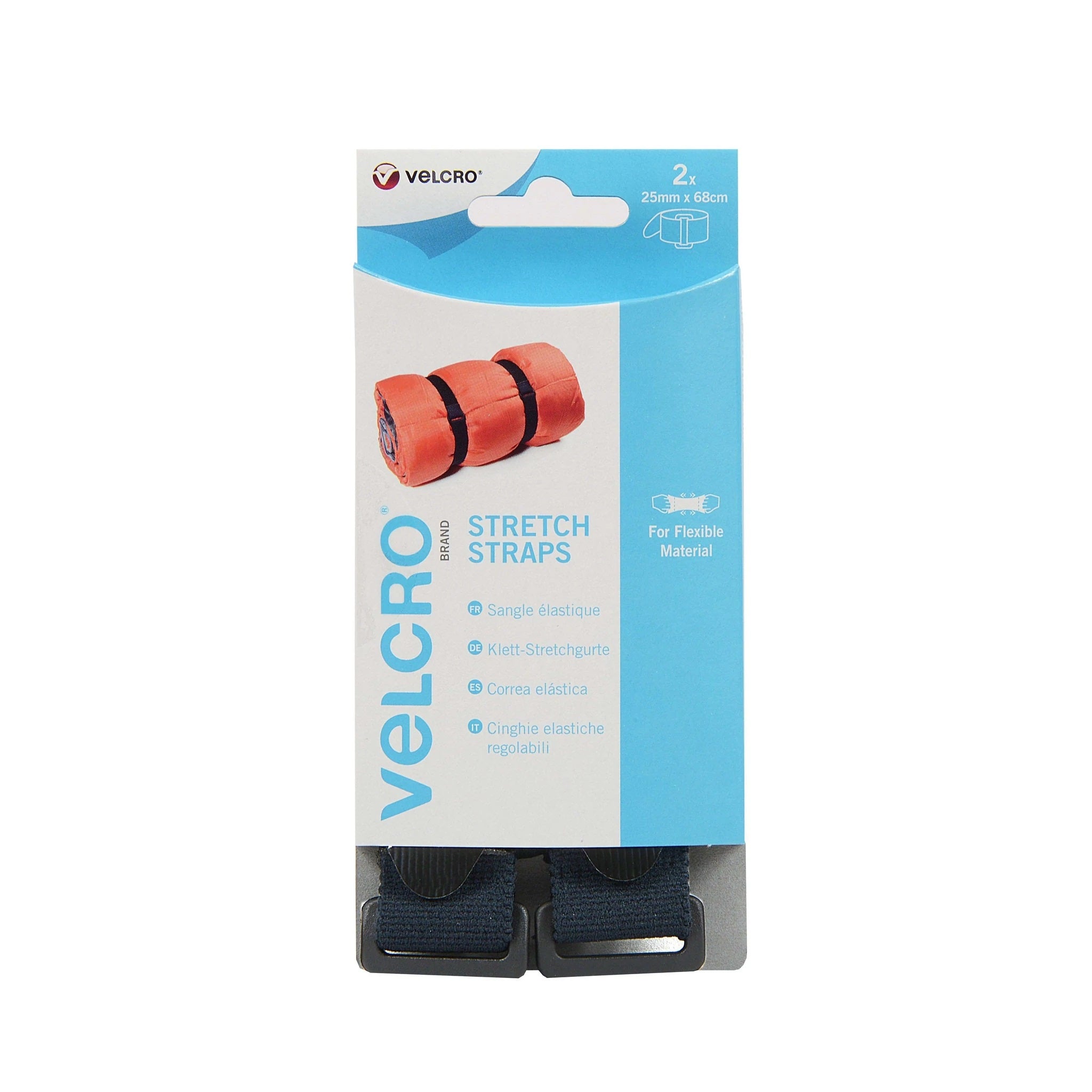 VELCRO® Brand Black Stretch Strap 25mm x 68cm - Pack of 1