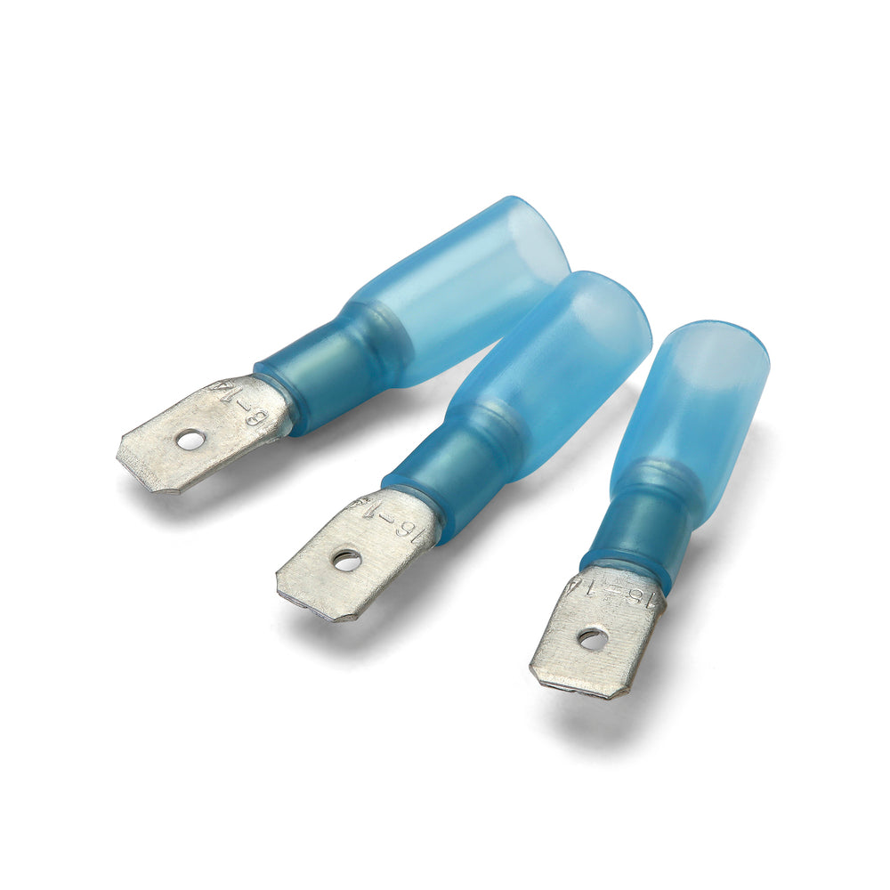 6.3 x 0.8mm Blue Heatshrink Male Push-On Terminal - Pack of 100