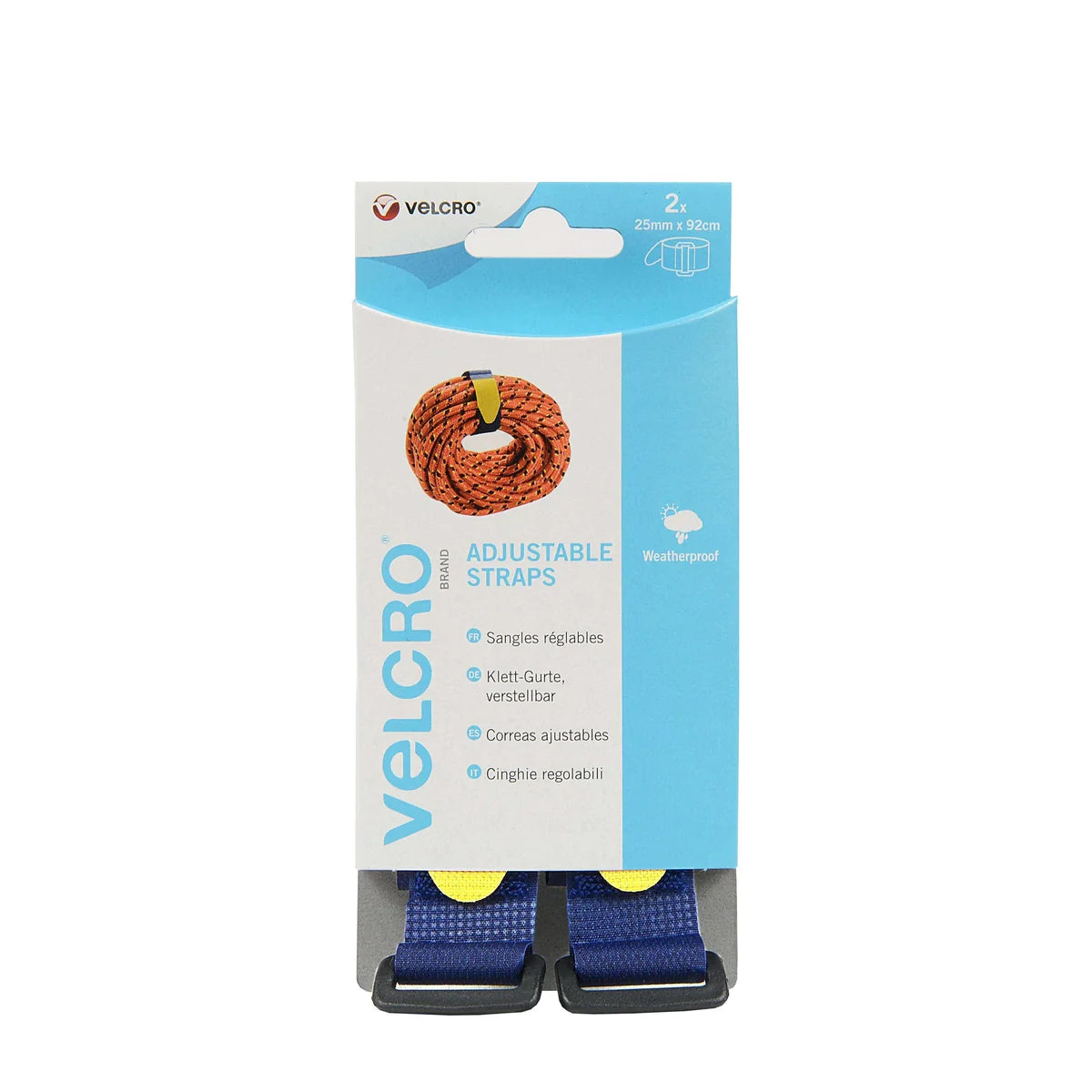 VELCRO® Brand Adjustable Straps 25mm x 460mm - 920mm - Pack of 2