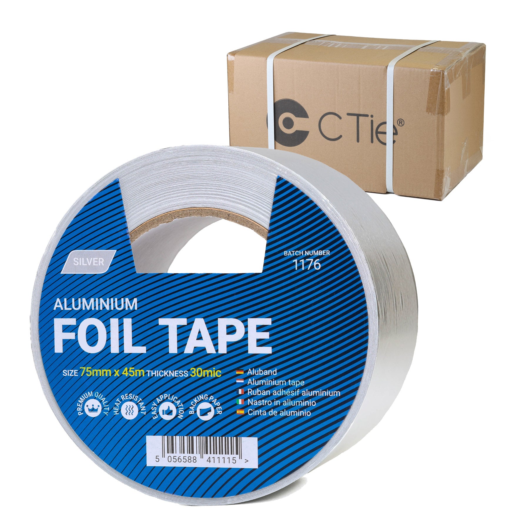 Box of Aluminium Foil Tape - 75 mm x 45 m (24 Rolls)