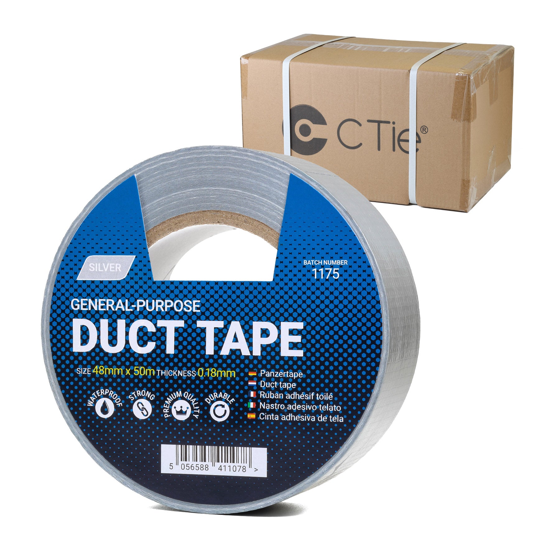 Box of Silver Duct Tape - 48 mm x 50 m (36 Rolls)