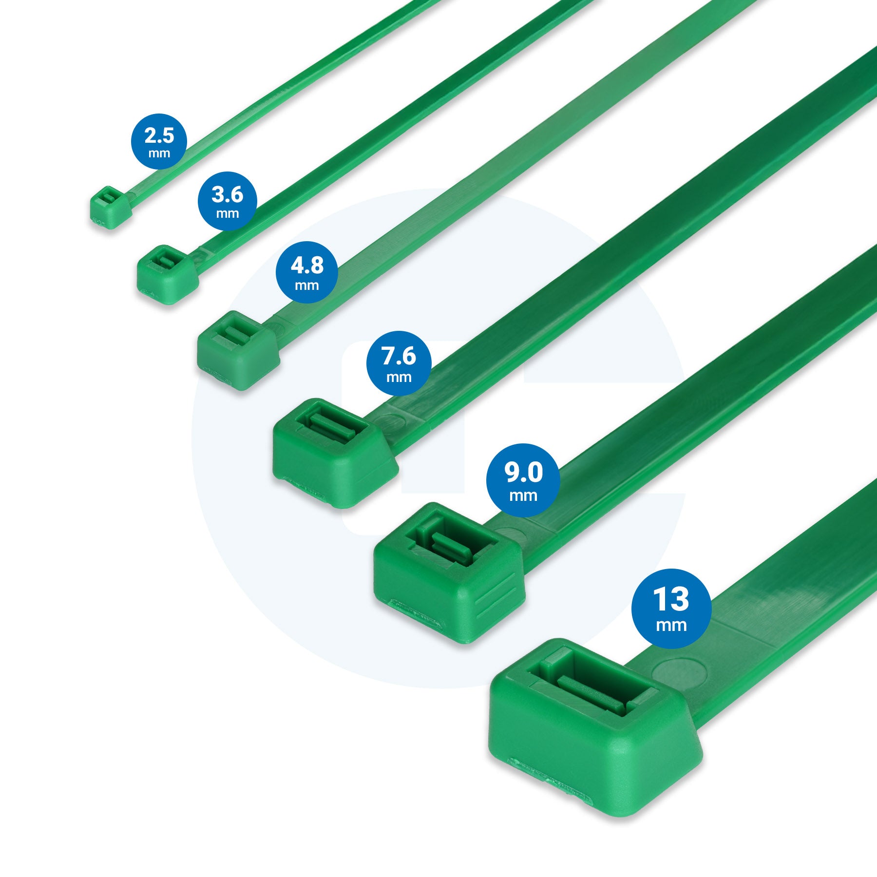 Green Cable Ties - Pack of 100