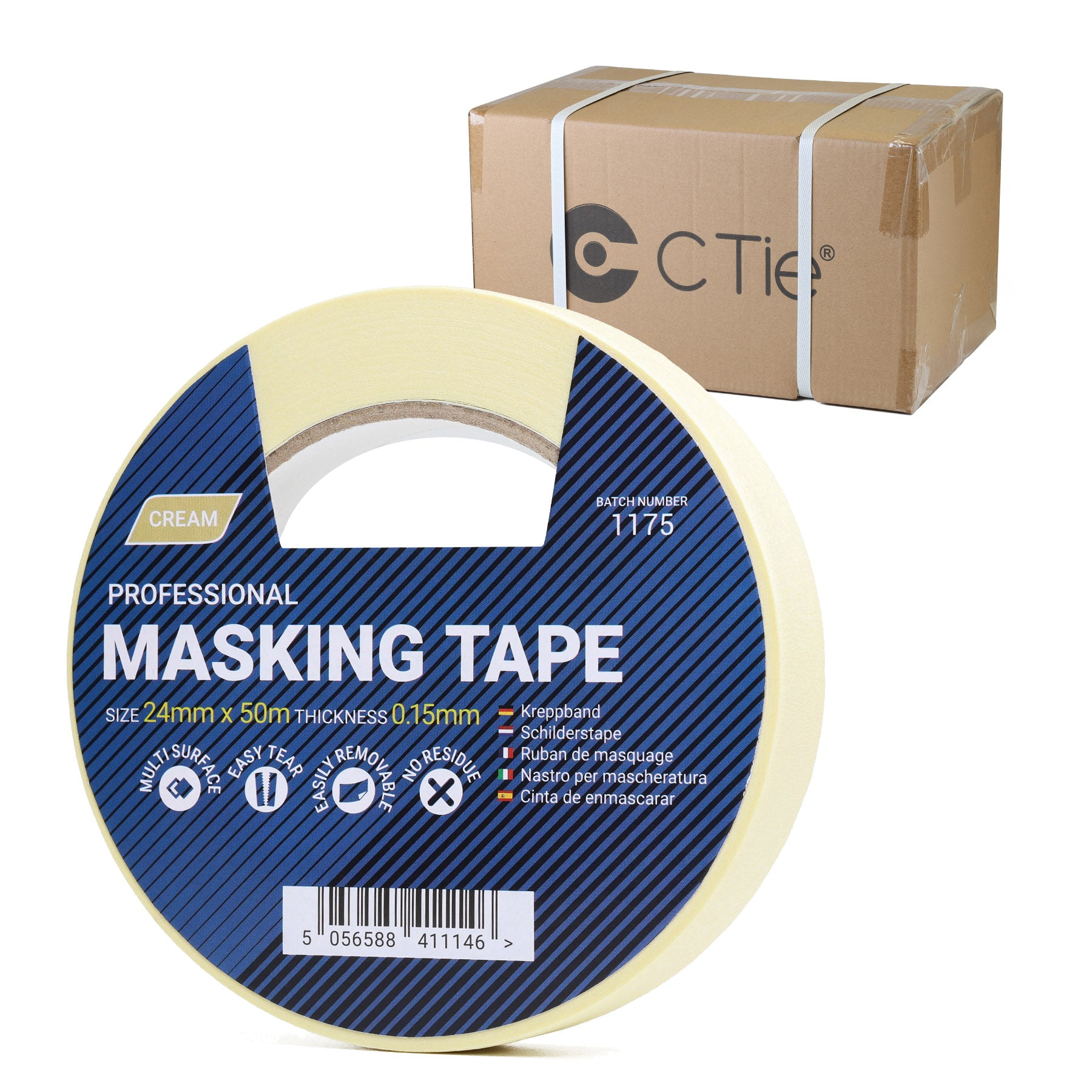 Box of Masking Tape - 24 mm x 50 m (72 Rolls)