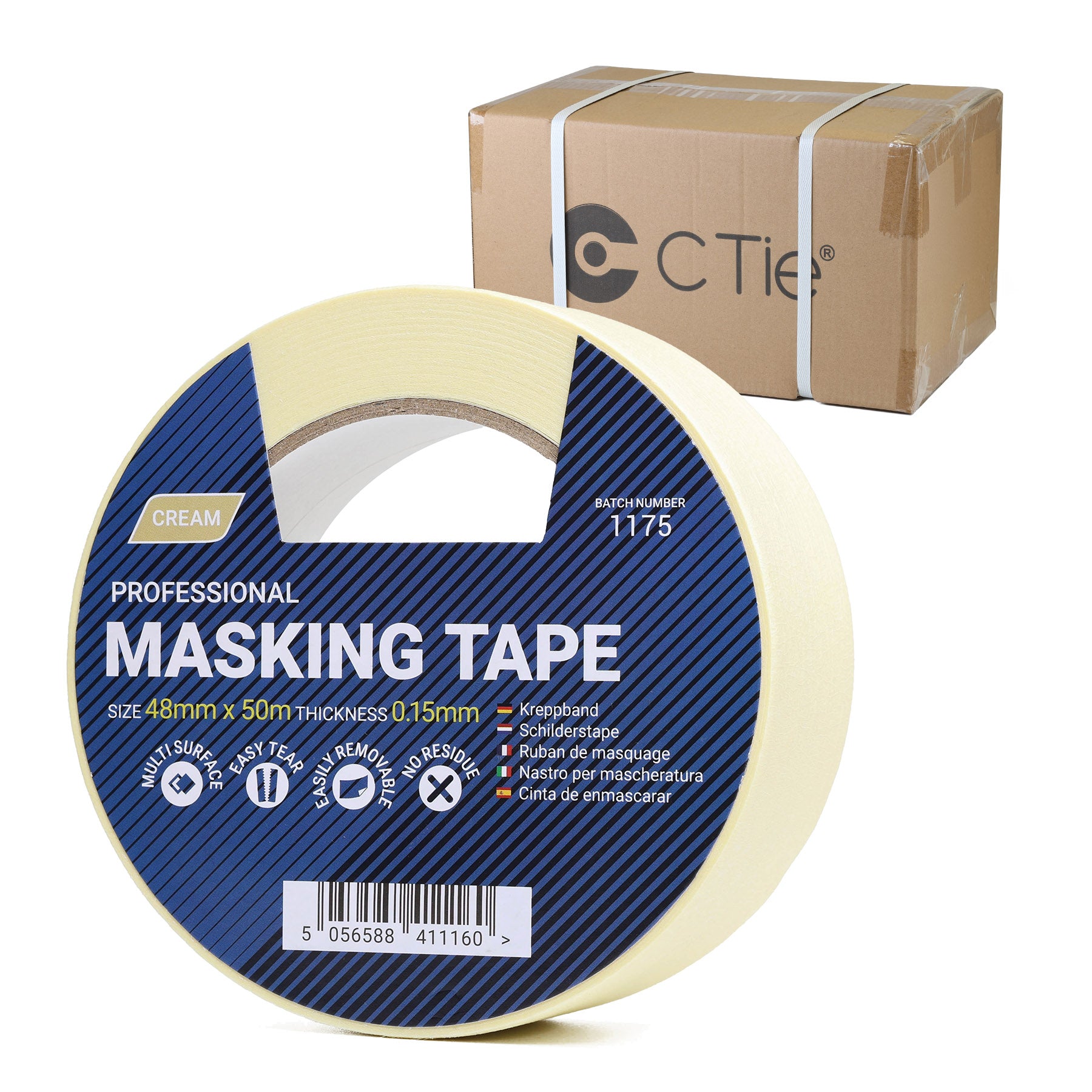 Box of Wide Masking Tape - 48 mm x 50 m (36 Rolls)