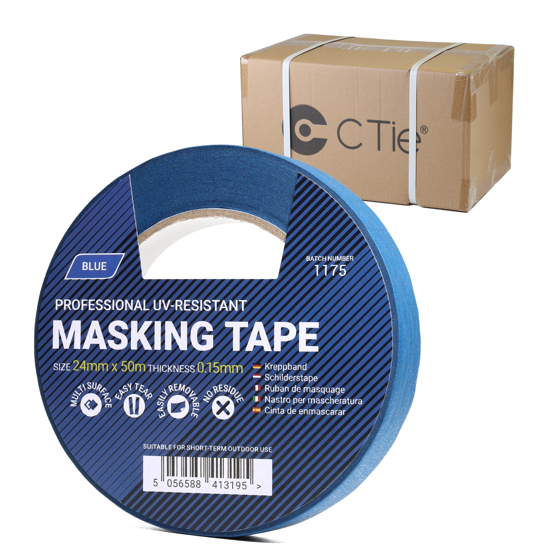 Box of UV-Resistant Masking Tape - 24 mm x 50 m (72 Rolls)