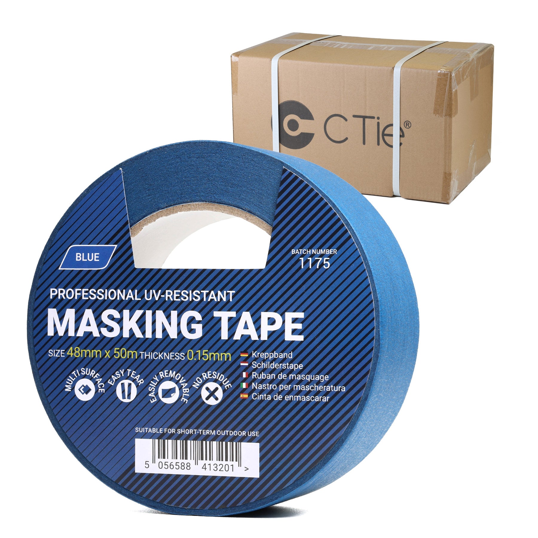 Box of Wide UV-Resistant Masking Tape - 48 mm x 50 m (36 Rolls)