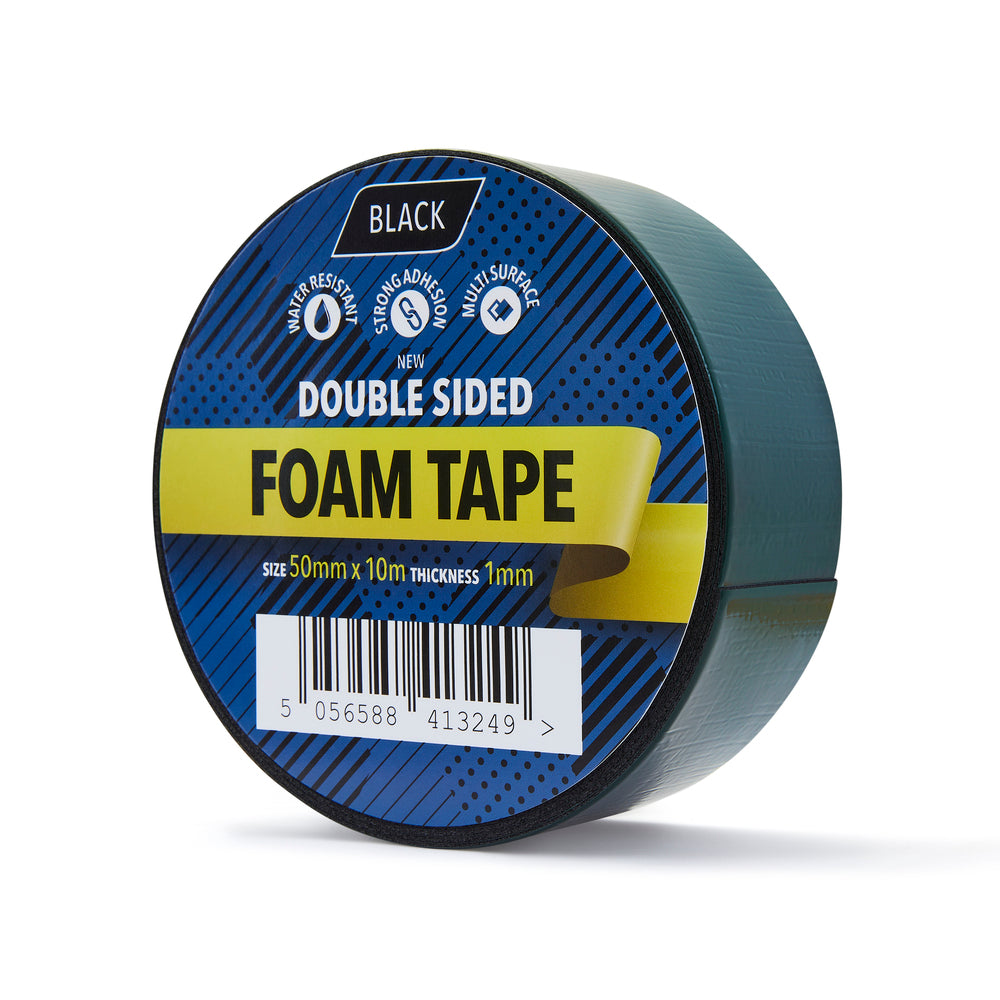 50mm x 10m Black Double Sided Foam Tape - 1 Roll