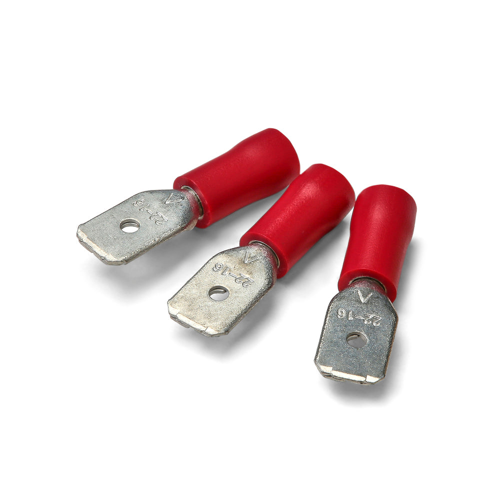6.3 x 0.8mm Red Male Push-On Terminal - Pack of 100