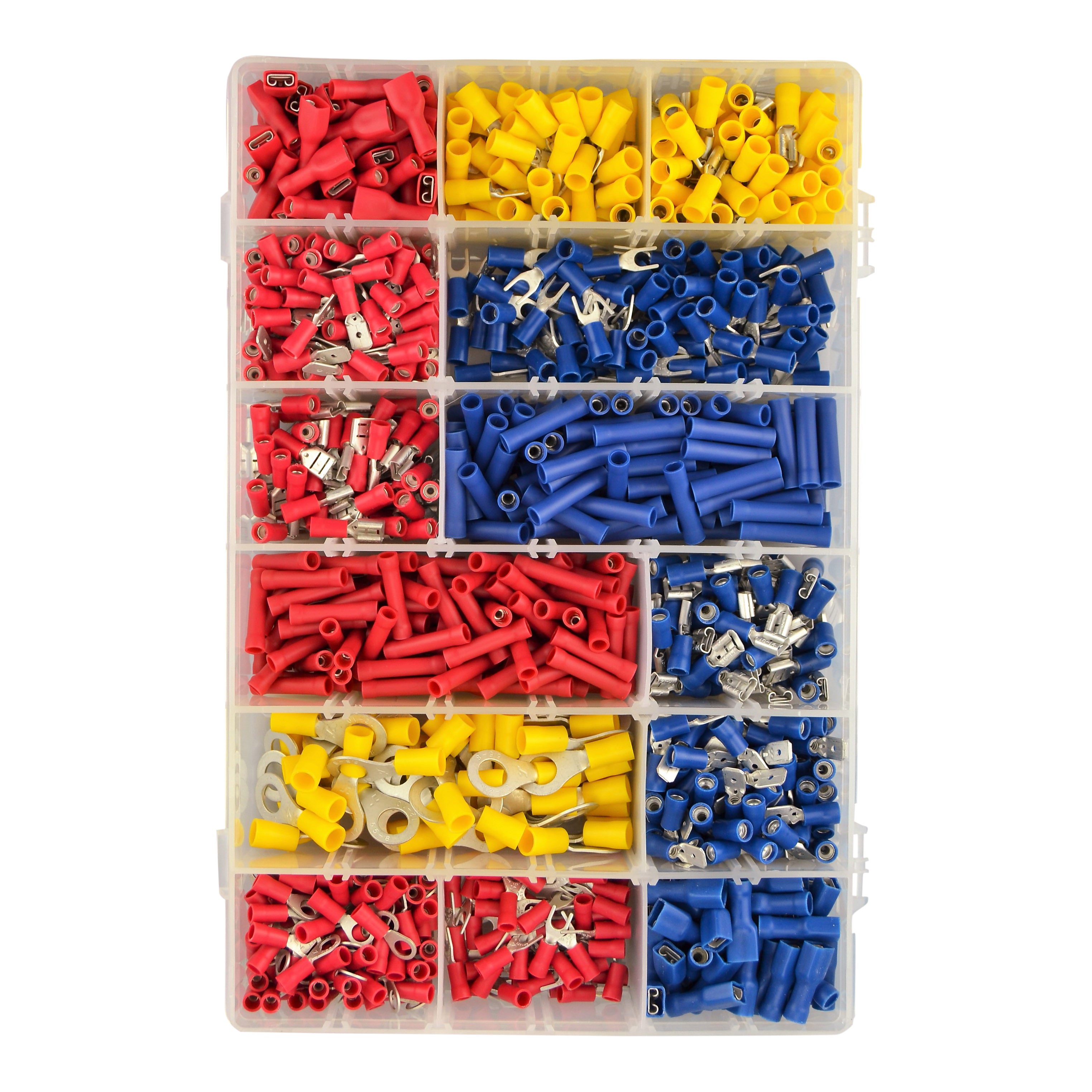 Red, Blue & Yellow Pre-Insulated Crimp Terminal Assortment Kit - 1,000pcs Total