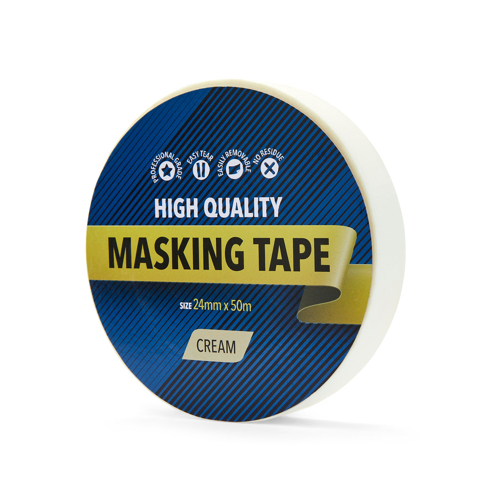 24mm x 50m Cream Masking Tape - 1 Roll