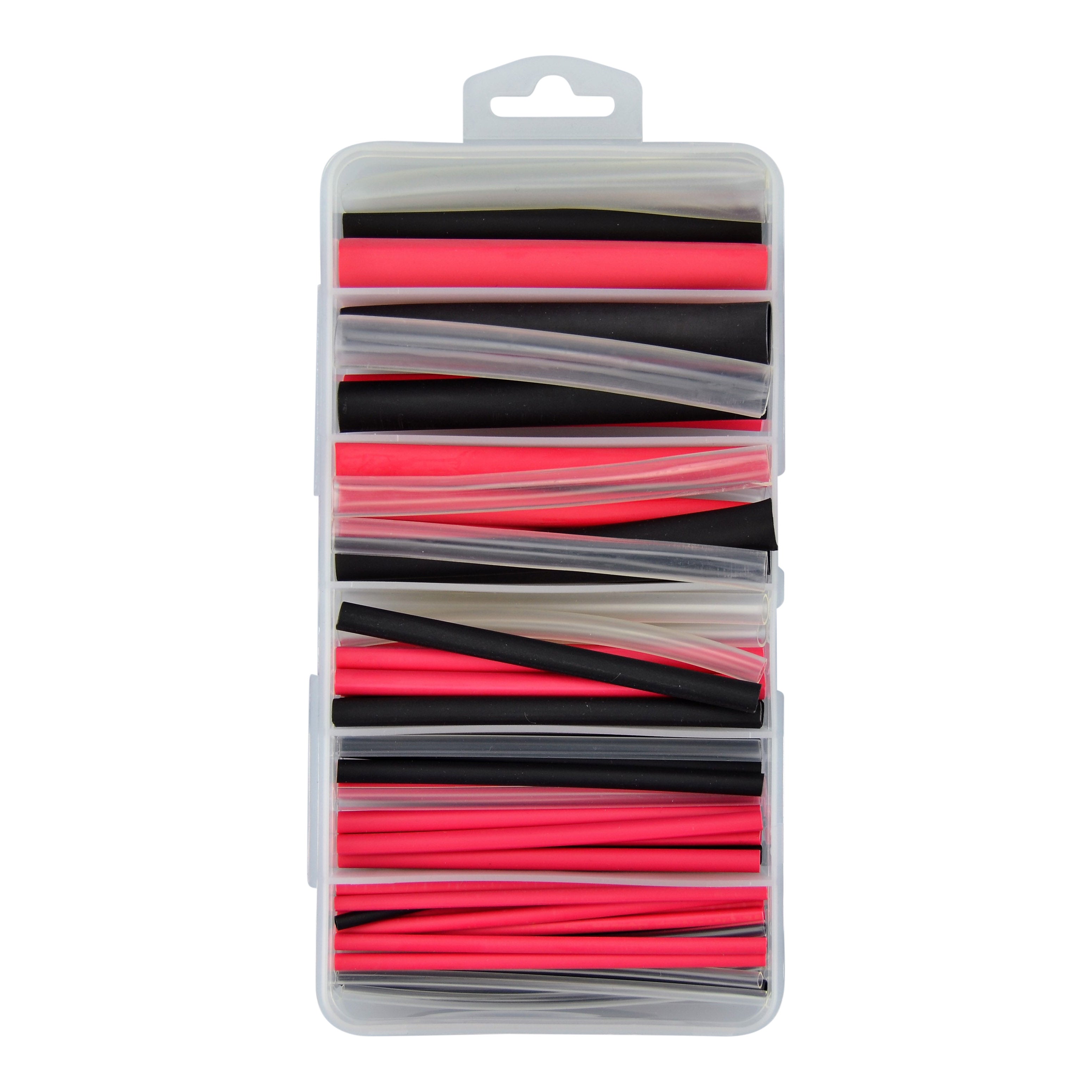 3:1 Ratio Dual Wall Adhesive-Lined Waterproof Black, Red & Clear Heat Shrink Assortment Kit - 87 Pcs Total
