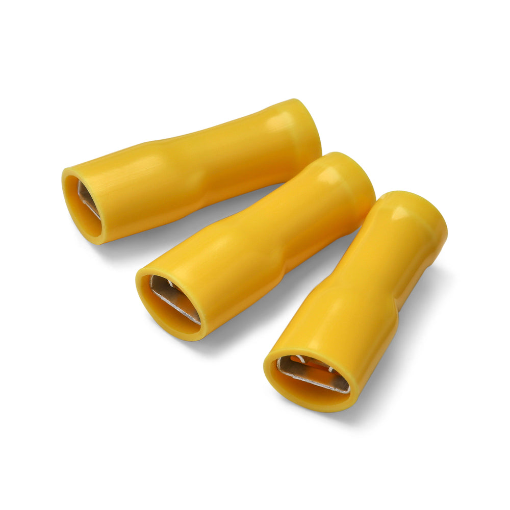 6.3 x 0.8mm Yellow Fully Insulated Female Push-On Terminal - Pack of 100